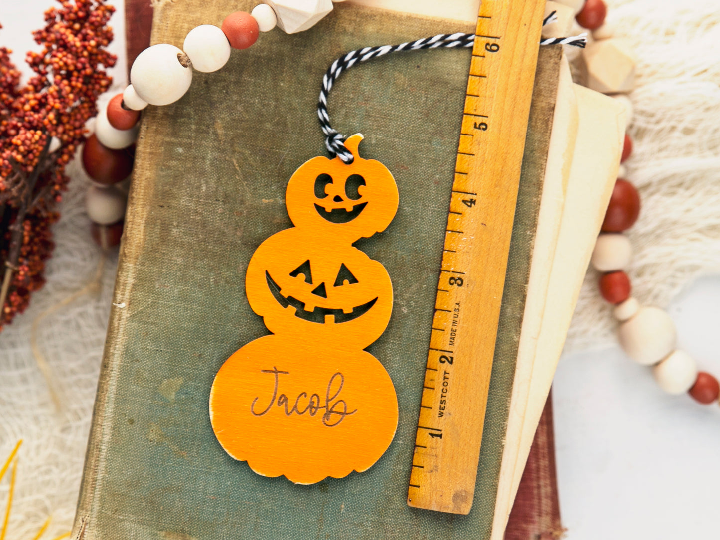 Personalized Pumpkin Halloween Basket Name Tag
