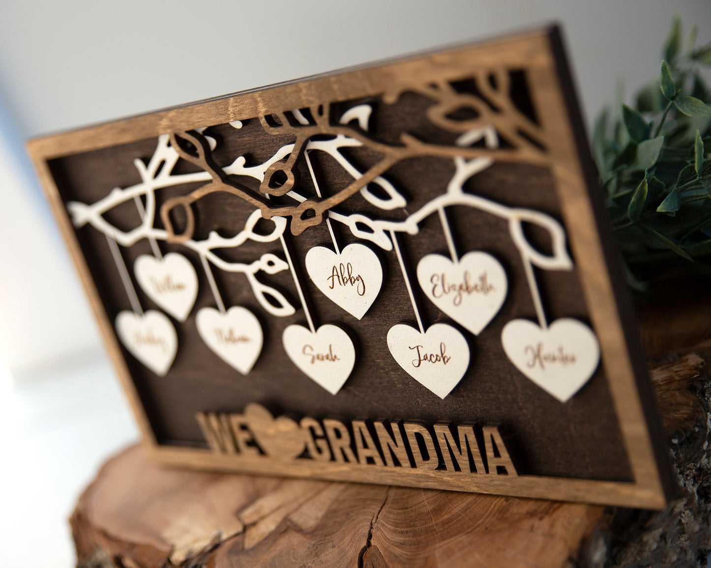 Family Tree with Hanging Hearts