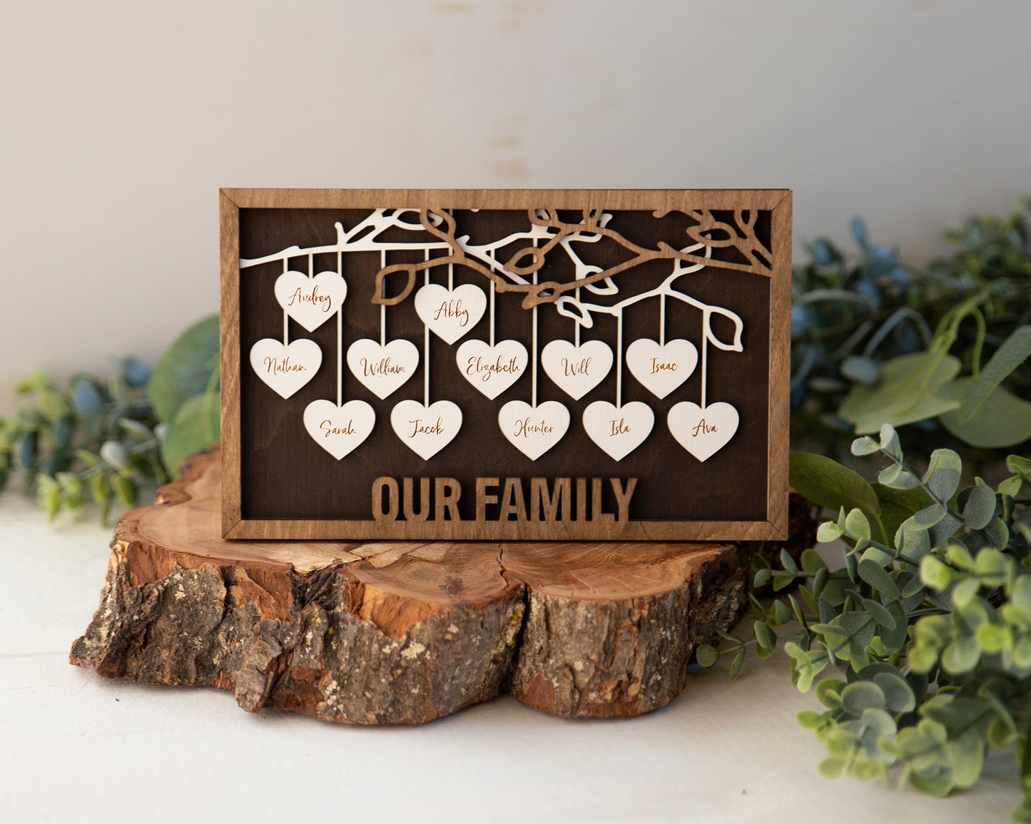 Family Tree with Hanging Hearts