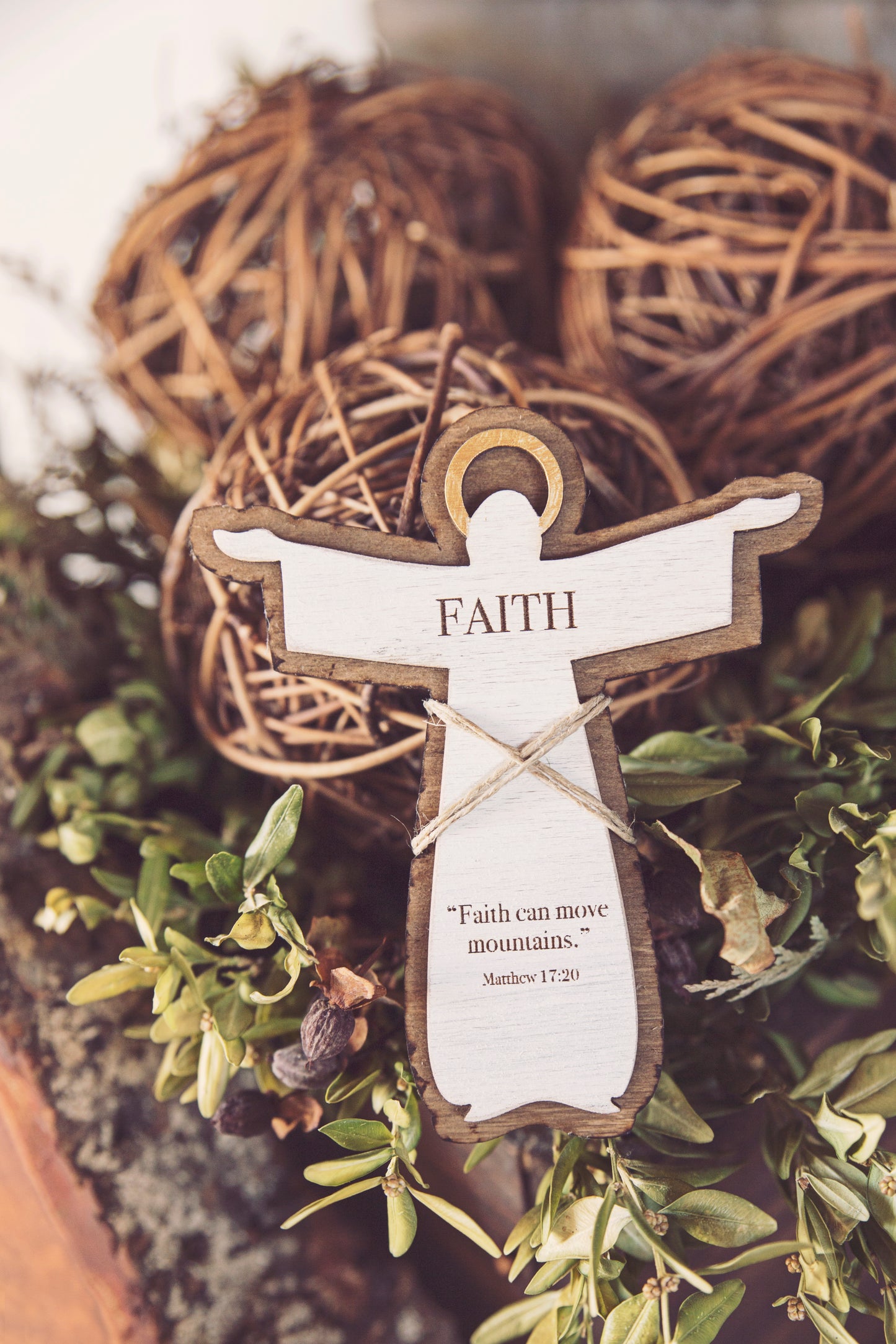 Guardian Angel Gift / Jesus Encouragement Figure for Her / Christian Tiered Tray Decoration / Thinking of You / Faith, Love, Strength, Hope