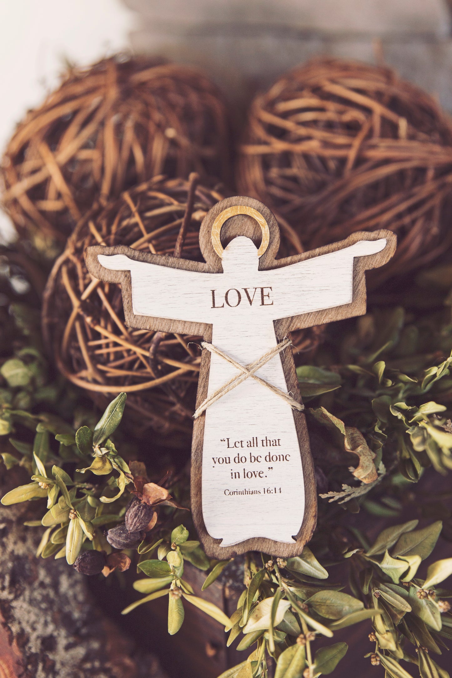 Guardian Angel Gift / Jesus Encouragement Figure for Her / Christian Tiered Tray Decoration / Thinking of You / Faith, Love, Strength, Hope