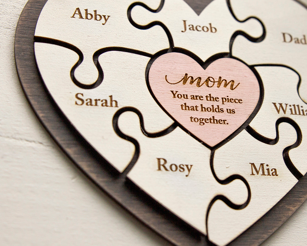 Puzzle Piece Sign (Small) - Mom, You Are the Piece That Holds us Together