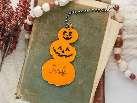 Personalized Pumpkin Halloween Basket Name Tag