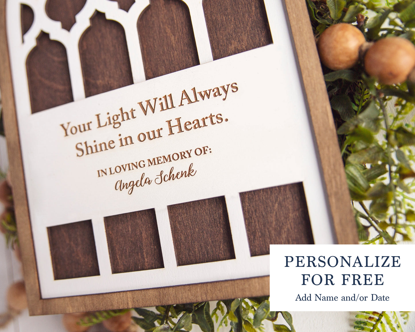 Memorial Gift  - Your Light Will Always Shine Arch Window