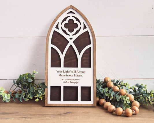 Memorial Gift - Your Light Will Always Shine Arch Window