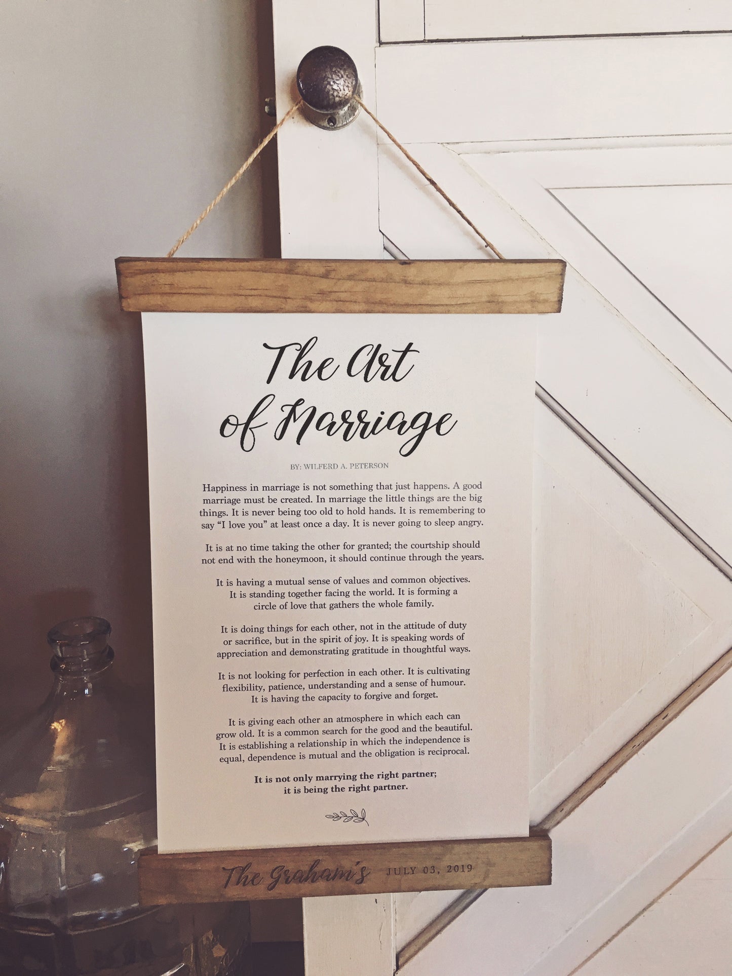 Bridal Shower, Wedding, Anniversary Gift - The Art of Marriage Poem (white)