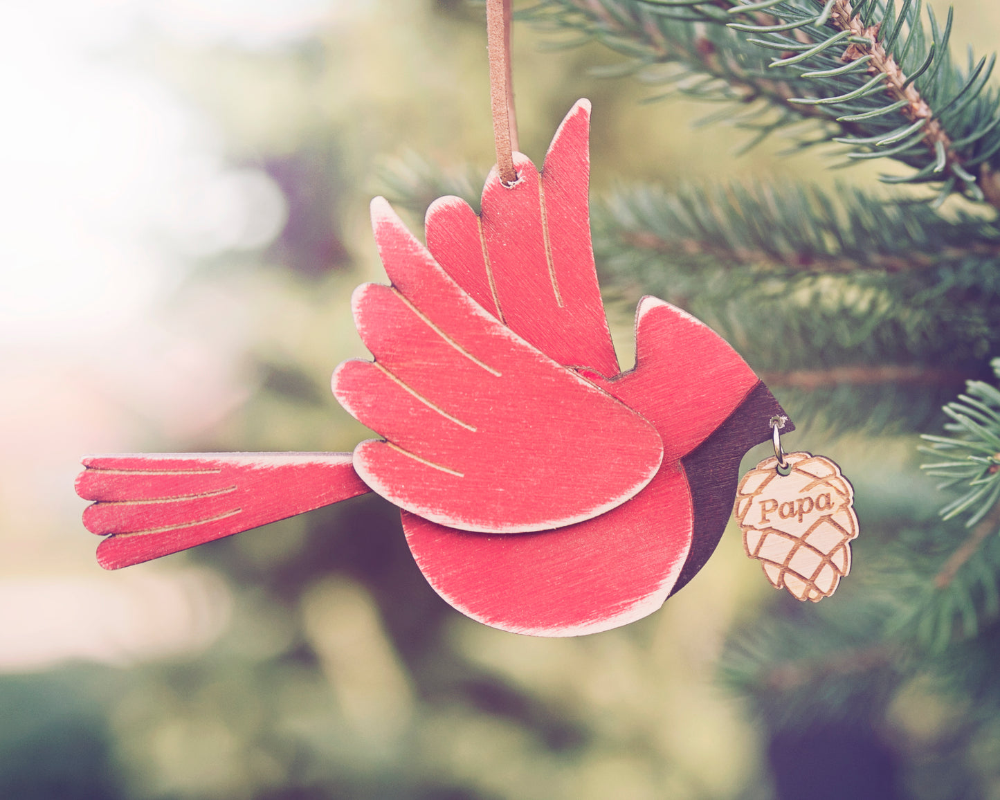 Personalized Cardinal Ornament with Acorn