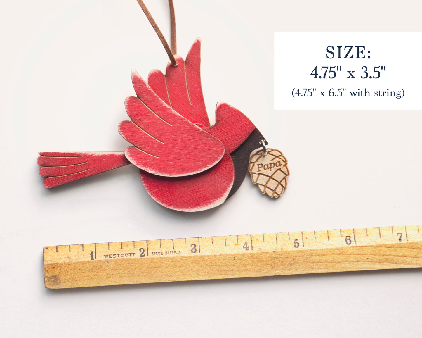 Personalized Cardinal Ornament with Acorn