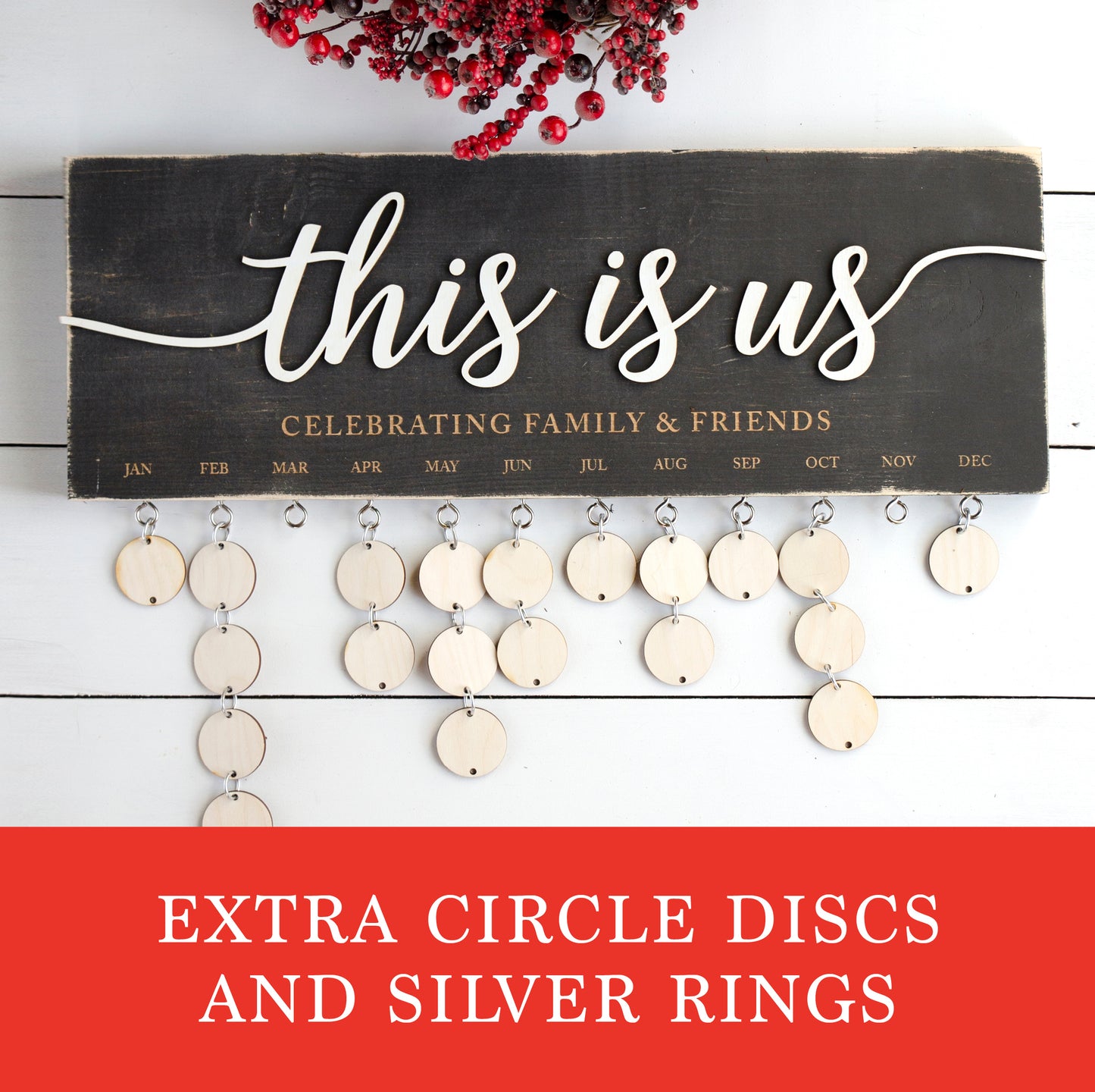 Extra Heart or Circle Discs and Silver Rings for Celebration Sign