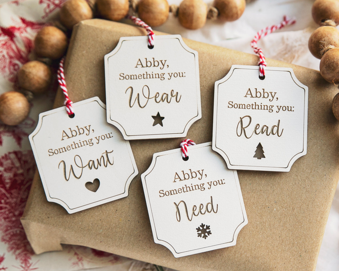 Double the Love Personalized Gift Tag, Holiday, Abigail Christine Design