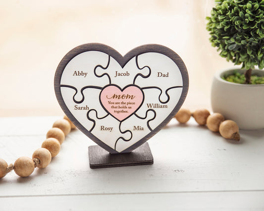 Puzzle Piece Sign (Small) - Mom, You Are the Piece That Holds us Together