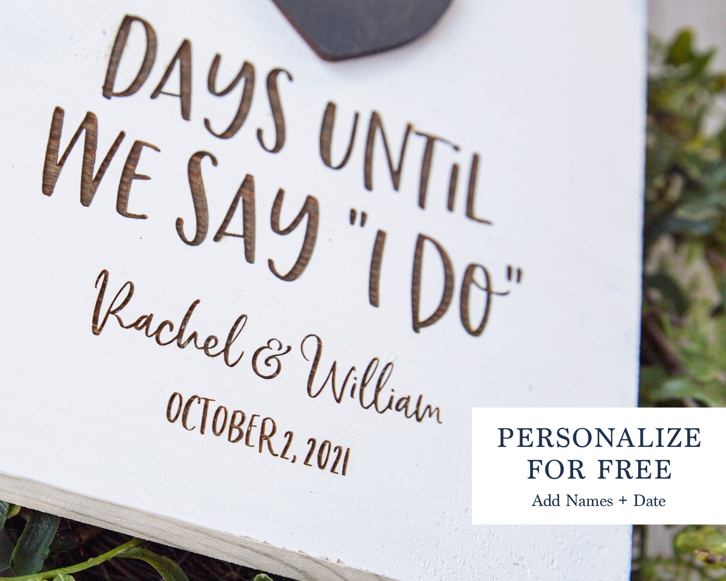 Chalkboard Wedding Countdown Sign / Engagement Gift for Bride + Groom / Days Until We Say “I Do”