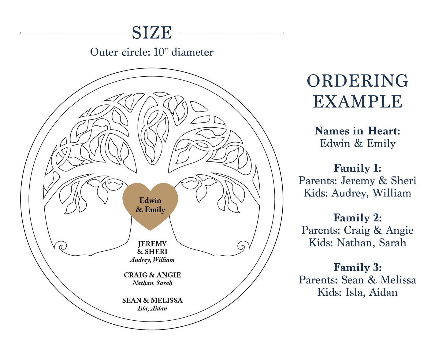 Family Tree Keepsake with Engraved Names