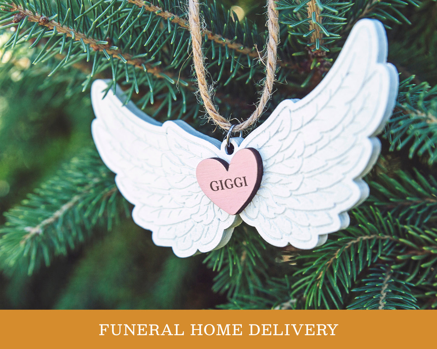 Personalized Angel Wing Ornament + FUNERAL HOME DELIVERY